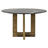 Collada Gold Brass Circular Dining Table with Black Marble Top by Richmond Interiors - Maison Rêves UK