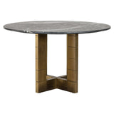 Collada Gold Brass Circular Dining Table with Black Marble Top by Richmond Interiors - Maison Rêves UK