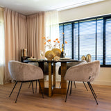 Collada Gold Brass Circular Dining Table with Black Marble Top by Richmond Interiors - Maison Rêves UK