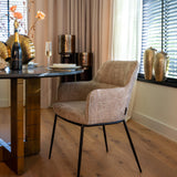 Collada Gold Brass Circular Dining Table with Black Marble Top by Richmond Interiors - Maison Rêves UK