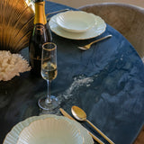 Collada Gold Brass Circular Dining Table with Black Marble Top by Richmond Interiors - Maison Rêves UK
