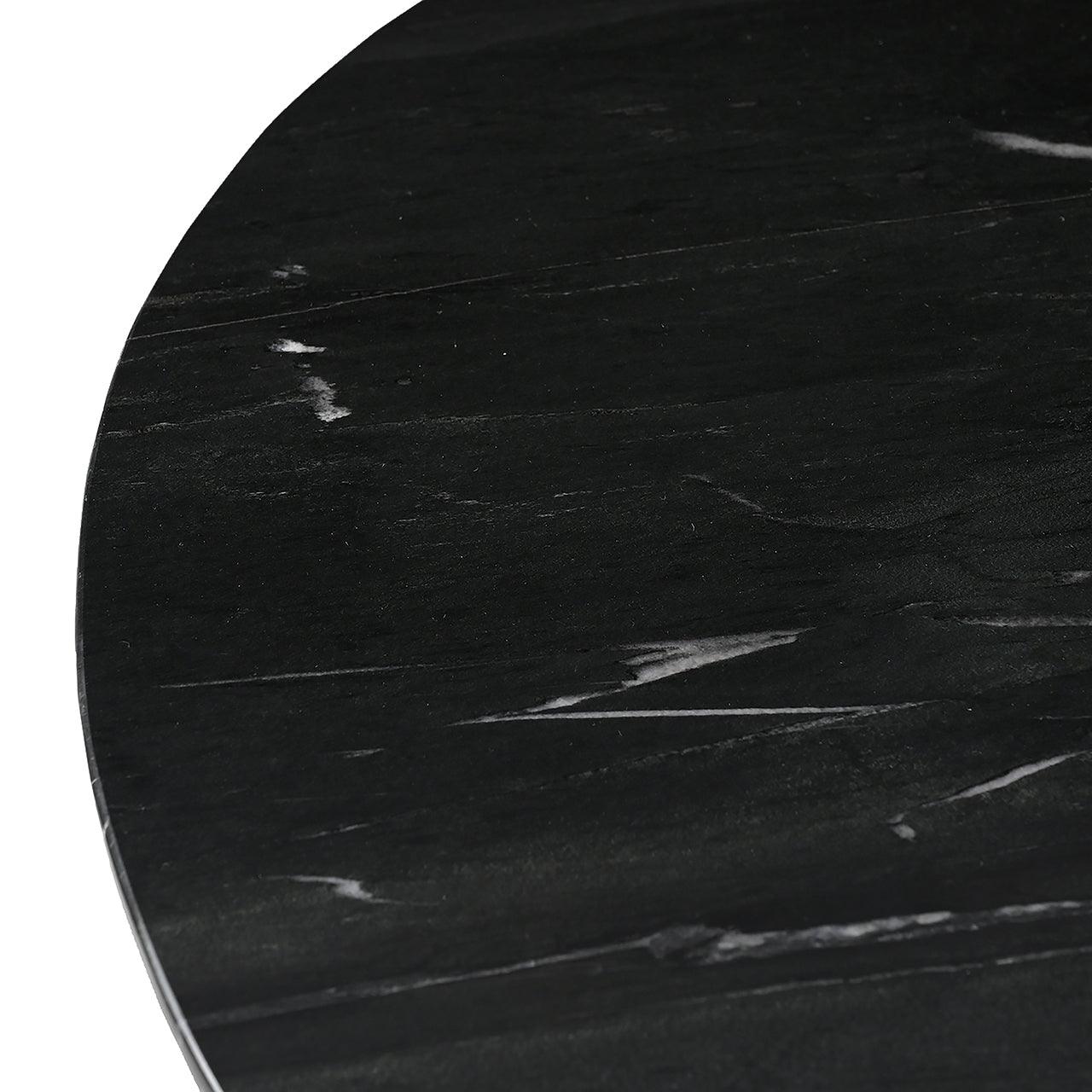 Collada Gold Brass Circular Dining Table with Black Marble Top by Richmond Interiors - Maison Rêves UK