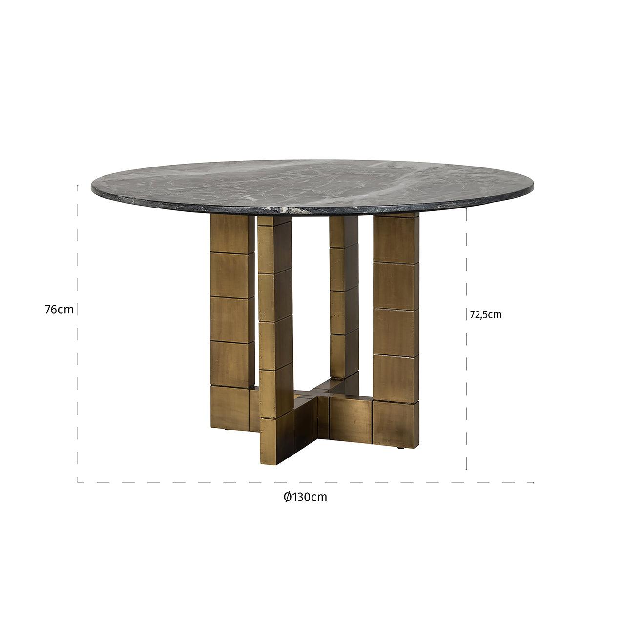 Collada Gold Brass Circular Dining Table with Black Marble Top by Richmond Interiors - Maison Rêves UK