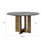 Collada Gold Brass Circular Dining Table with Black Marble Top by Richmond Interiors - Maison Rêves UK