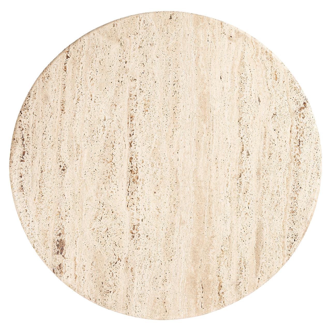 Douglas Travertine Circular Coffee Table with Mango Wood Base by Richmond Interiors - Maison Rêves UK