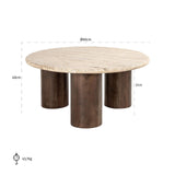 Douglas Travertine Circular Coffee Table with Mango Wood Base by Richmond Interiors - Maison Rêves UK