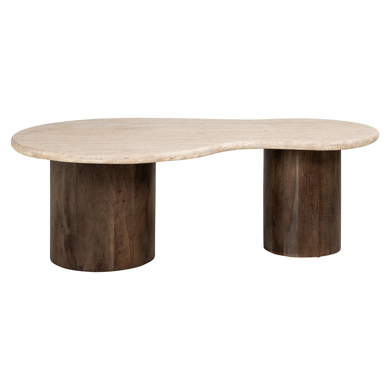 Douglas Travertine Top Coffee Table with Mango Wood Base by Richmond Interiors - Maison Rêves UK