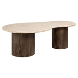 Douglas Travertine Top Coffee Table with Mango Wood Base by Richmond Interiors - Maison Rêves UK