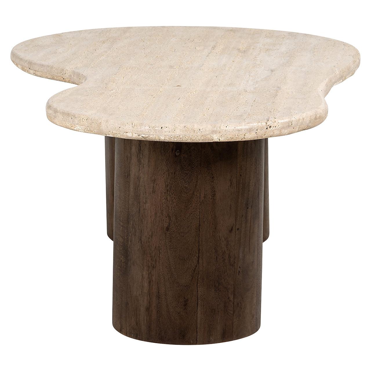 Douglas Travertine Top Coffee Table with Mango Wood Base by Richmond Interiors - Maison Rêves UK