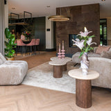 Douglas Travertine Top Coffee Table with Mango Wood Base by Richmond Interiors - Maison Rêves UK