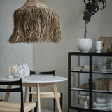 Ellie White Wash Oak Wood Circular Dining Table with White Marble Top - Maison Rêves UK