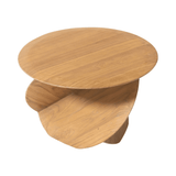 Fan Teak Wood Circular Coffee Table - Maison Rêves UK