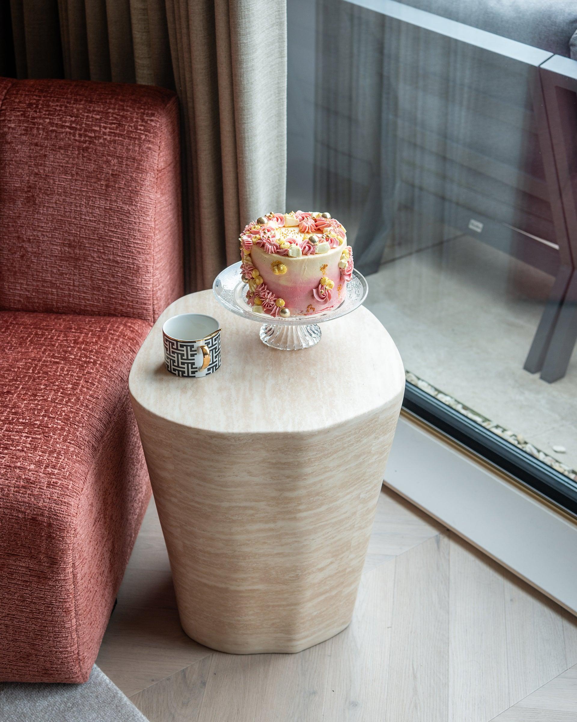 Fictus Faux Travertine Side Tables by Richmond Interiors - Maison Rêves UK