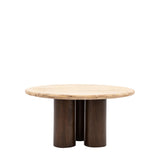 Fontana Mango Wood Coffee Table with Travertine Top - Maison Rêves UK