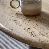 Fontana Mango Wood Coffee Table with Travertine Top - Maison Rêves UK