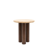 Fontana Mango Wood Side Table with Travertine Top - Maison Rêves UK