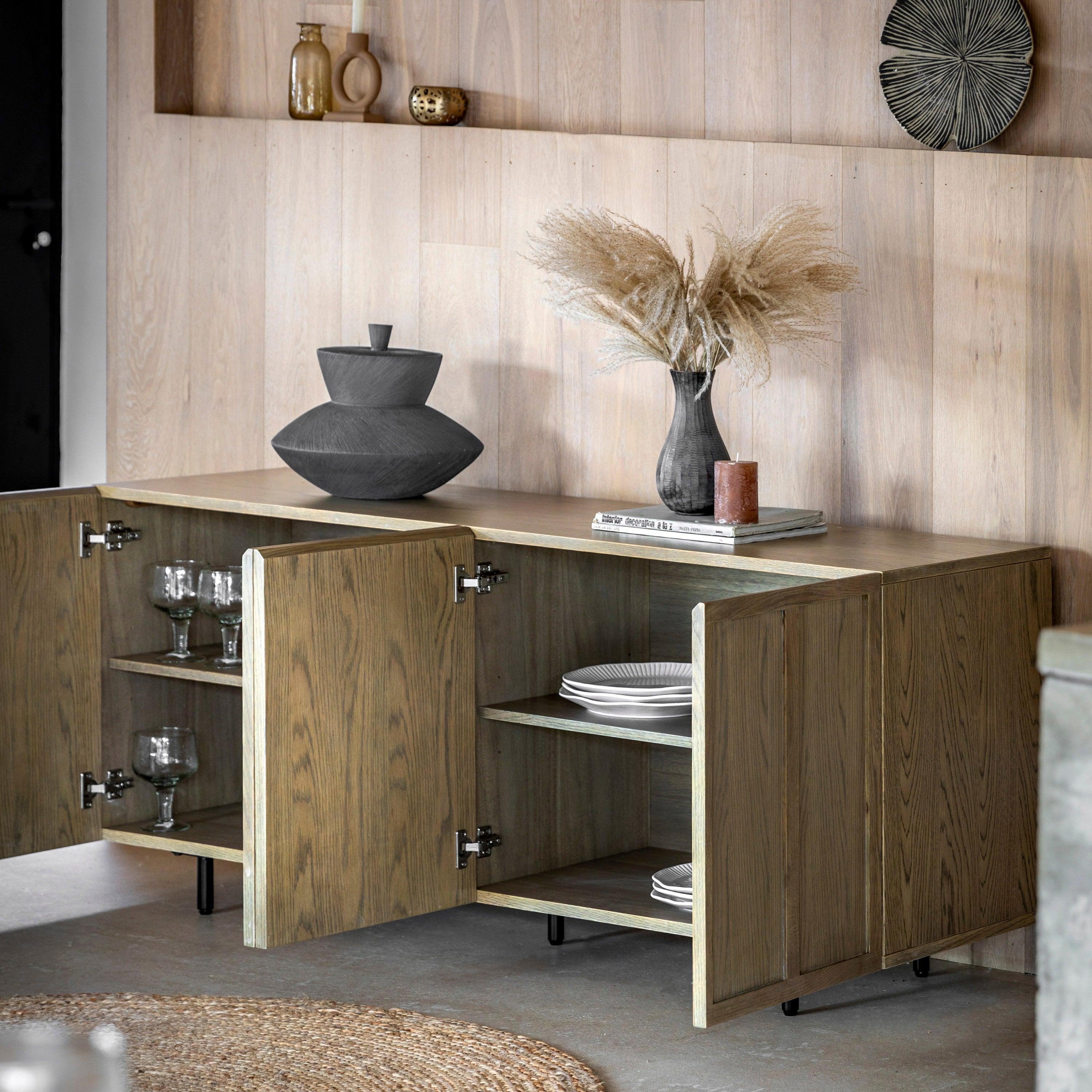 Forma 4 Door Sideboard Weathered Grey Finish - Maison Rêves UK