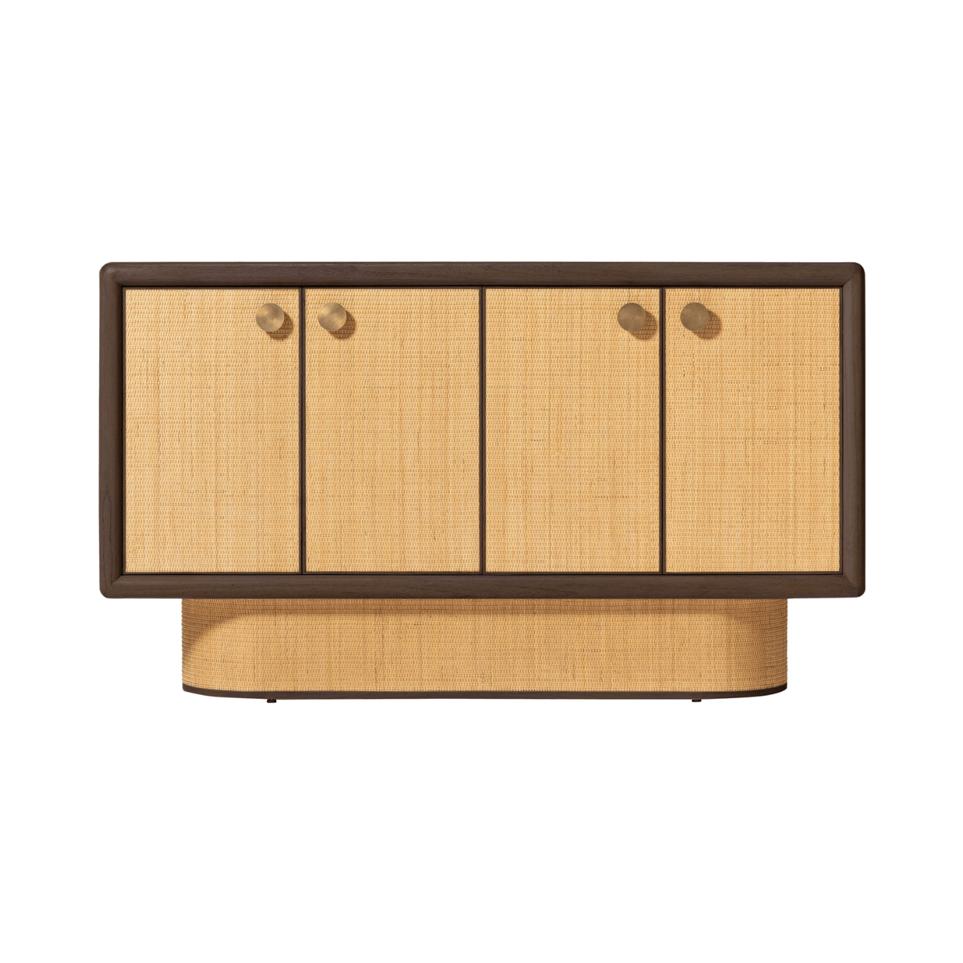 Granada Mindi Wood and Natural Rattan 4 Door Sideboard - Maison Rêves UK