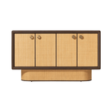 Granada Mindi Wood and Natural Rattan 4 Door Sideboard - Maison Rêves UK