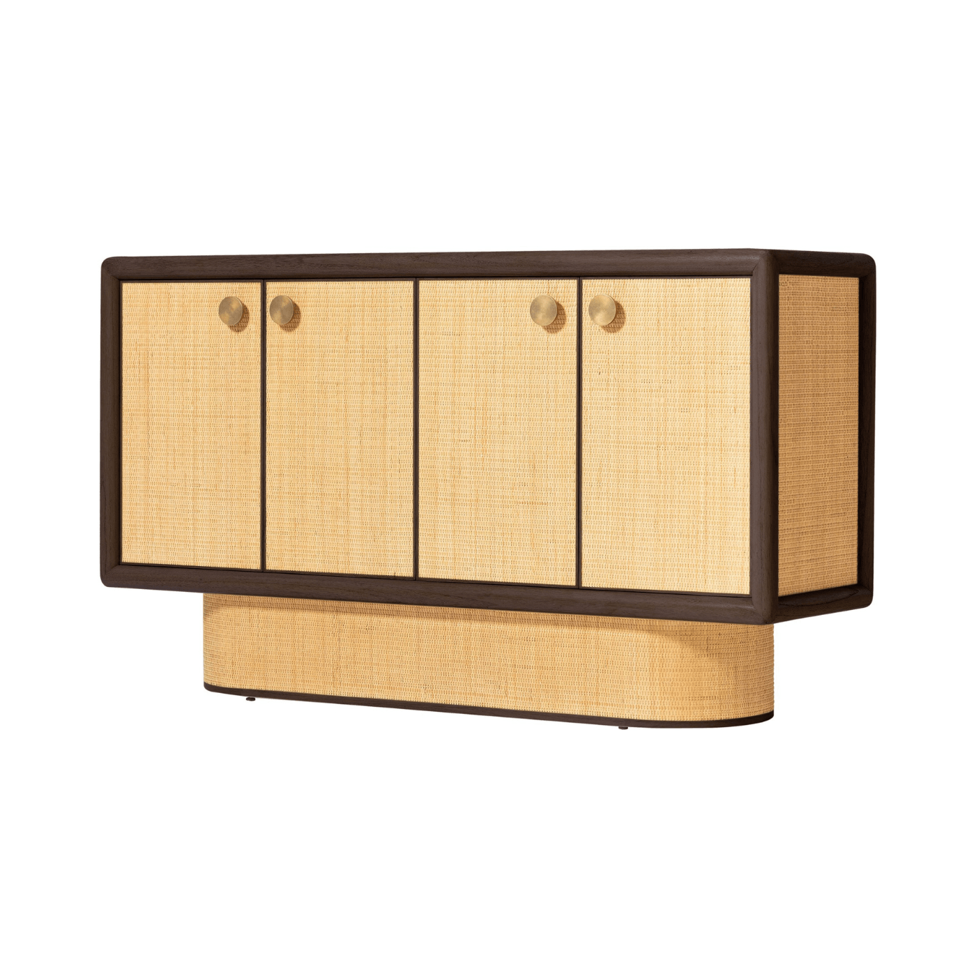 Granada Mindi Wood and Natural Rattan 4 Door Sideboard - Maison Rêves UK