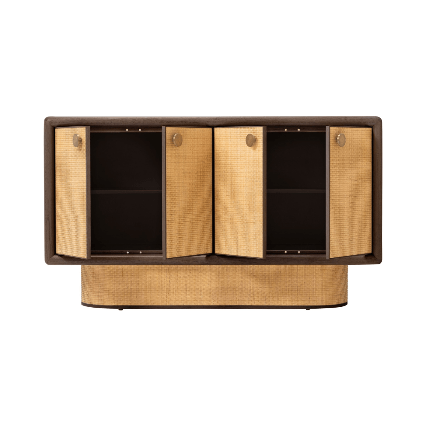 Granada Mindi Wood and Natural Rattan 4 Door Sideboard - Maison Rêves UK