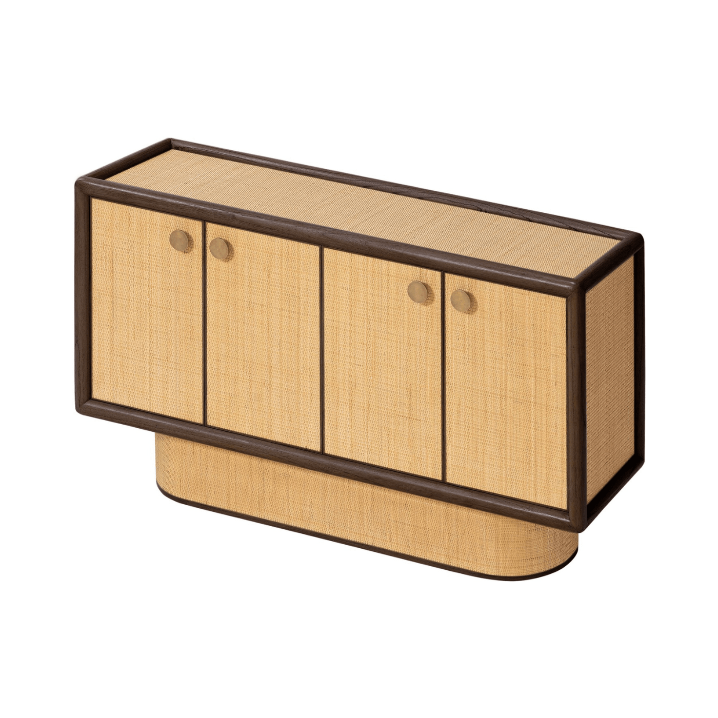 Granada Mindi Wood and Natural Rattan 4 Door Sideboard - Maison Rêves UK