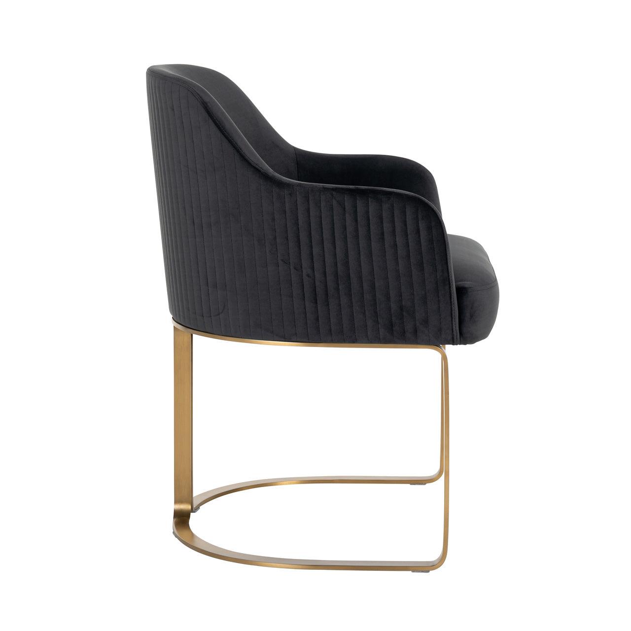 Hadley Antraciet Velvet Dining Chair with Brushed Gold Base by Richmond Interiors - Maison Rêves UK