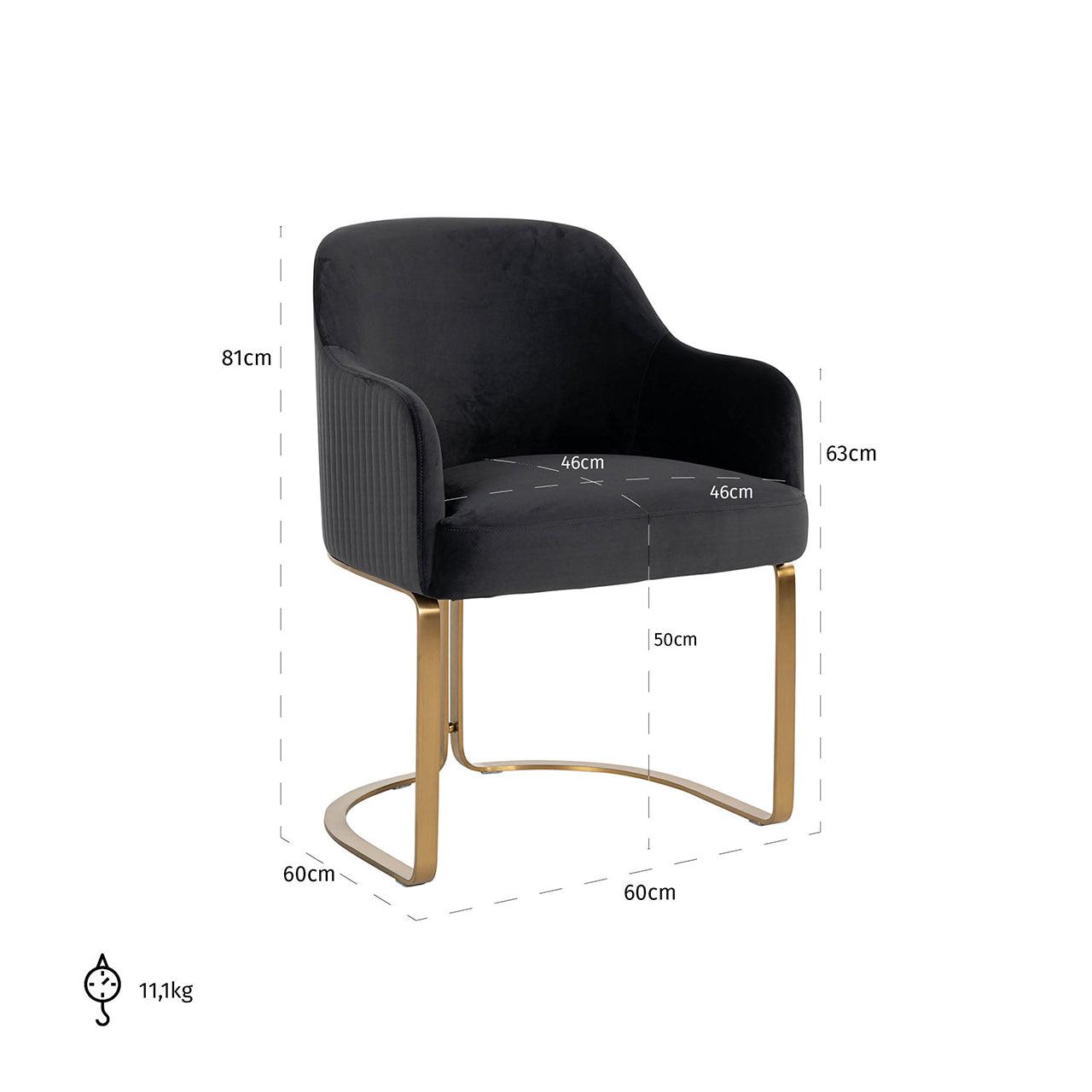 Hadley Antraciet Velvet Dining Chair with Brushed Gold Base by Richmond Interiors - Maison Rêves UK