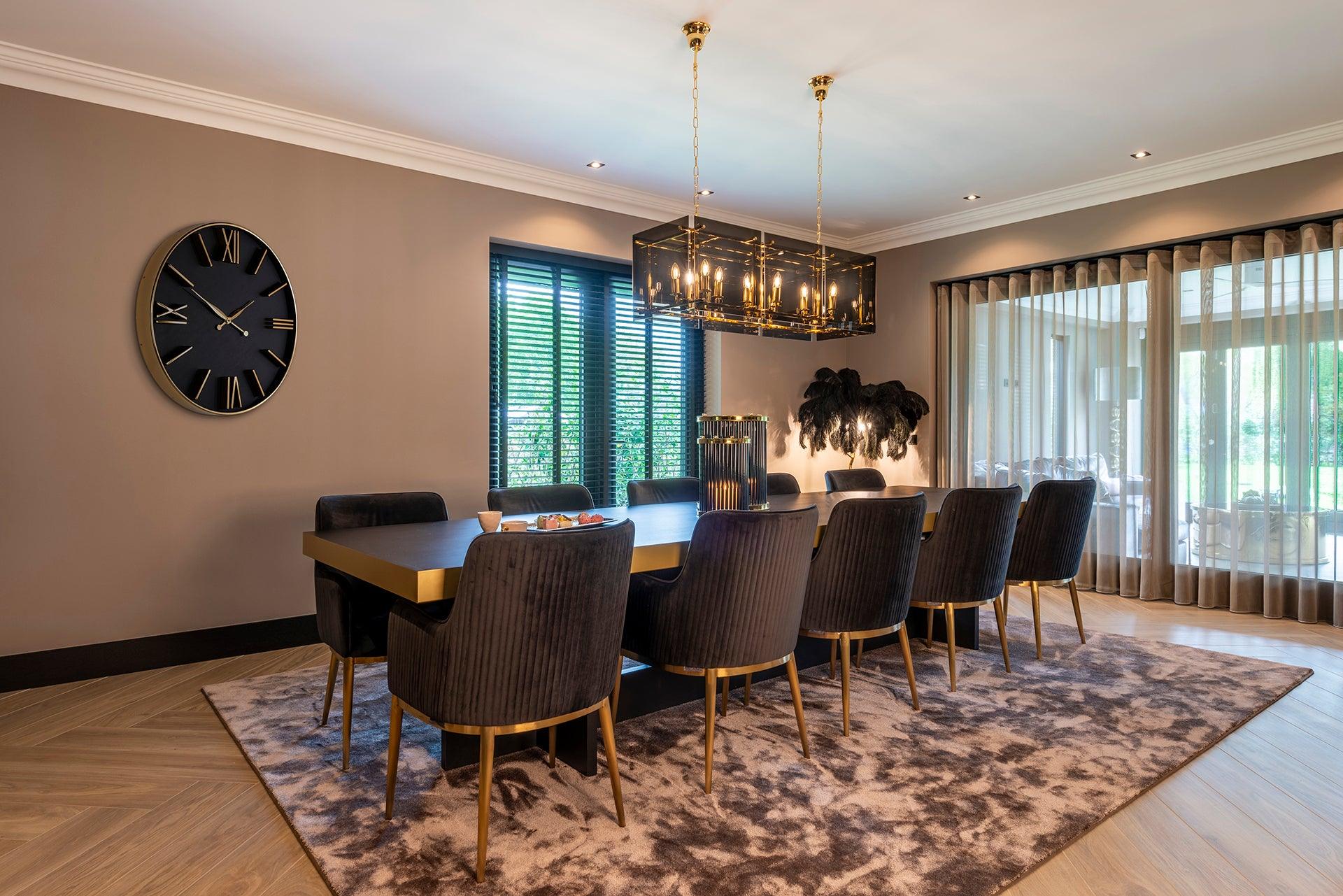 Hadley Antraciet Velvet Dining Chair with Brushed Gold Base by Richmond Interiors - Maison Rêves UK