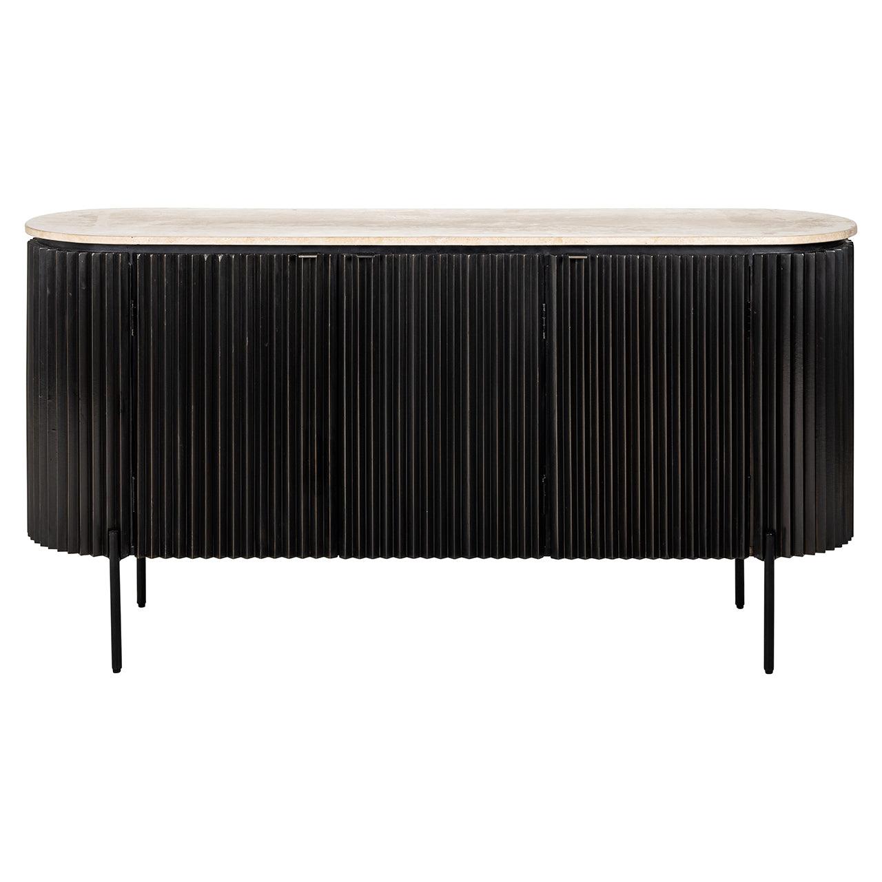 Hampton 3 Door Wood Sideboard with Travertine Top by Richmond Interiors - Maison Rêves UK