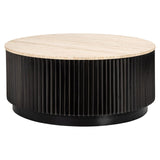 Hampton Circular Coffee Table with Travertine Top by Richmond Interiors - Maison Rêves UK