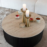 Hampton Circular Coffee Table with Travertine Top by Richmond Interiors - Maison Rêves UK