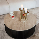 Hampton Circular Coffee Table with Travertine Top by Richmond Interiors - Maison Rêves UK