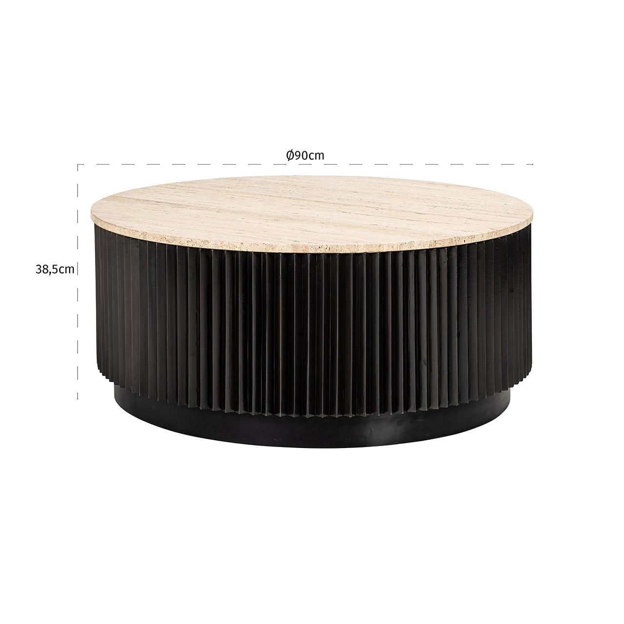 Hampton Circular Coffee Table with Travertine Top by Richmond Interiors - Maison Rêves UK