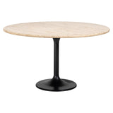 Hampton Circular Dining Table with Travertine Top by Richmond Interiors - Maison Rêves UK
