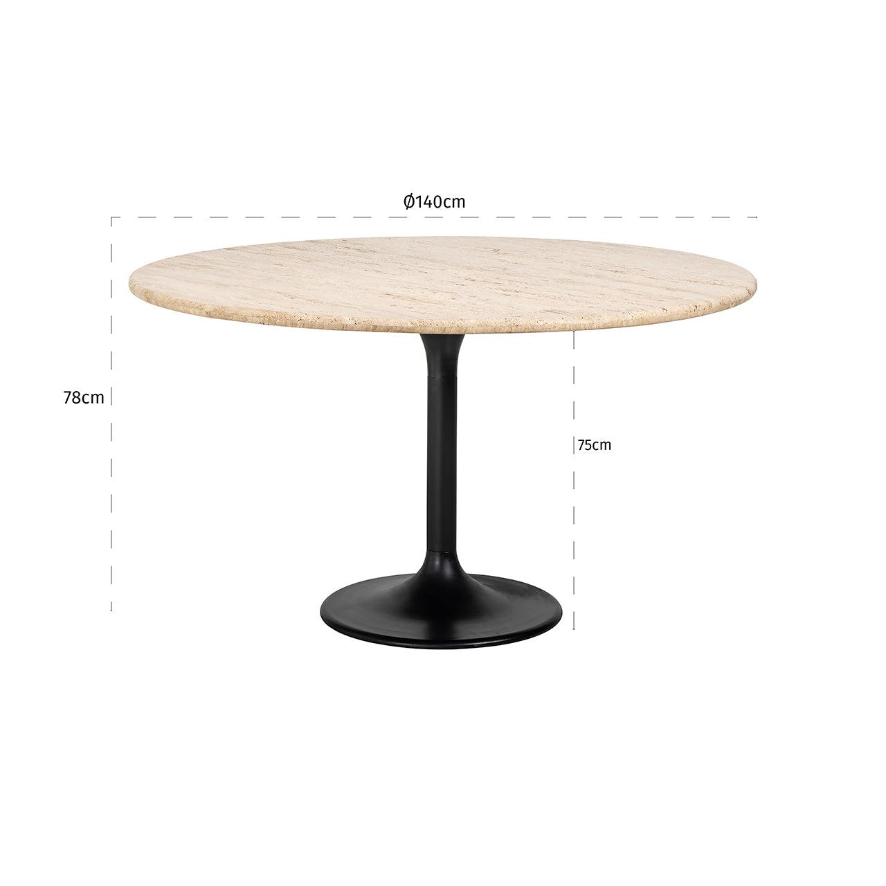 Hampton Circular Dining Table with Travertine Top by Richmond Interiors - Maison Rêves UK