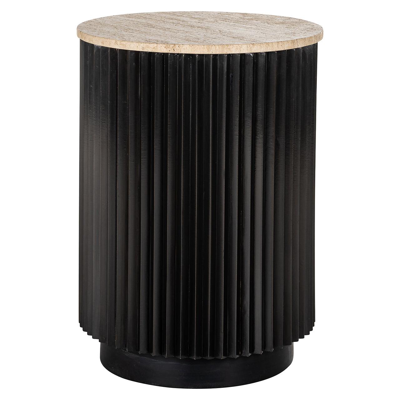 Hampton Circular Side Table with Travertine Top by Richmond Interiors - Maison Rêves UK