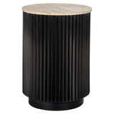 Hampton Circular Side Table with Travertine Top by Richmond Interiors - Maison Rêves UK