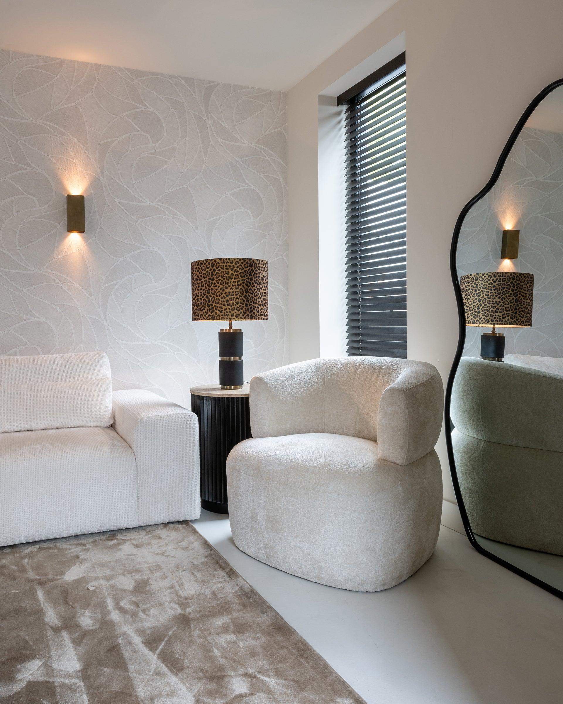 Hampton Circular Side Table with Travertine Top by Richmond Interiors - Maison Rêves UK