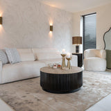 Hampton Circular Side Table with Travertine Top by Richmond Interiors - Maison Rêves UK