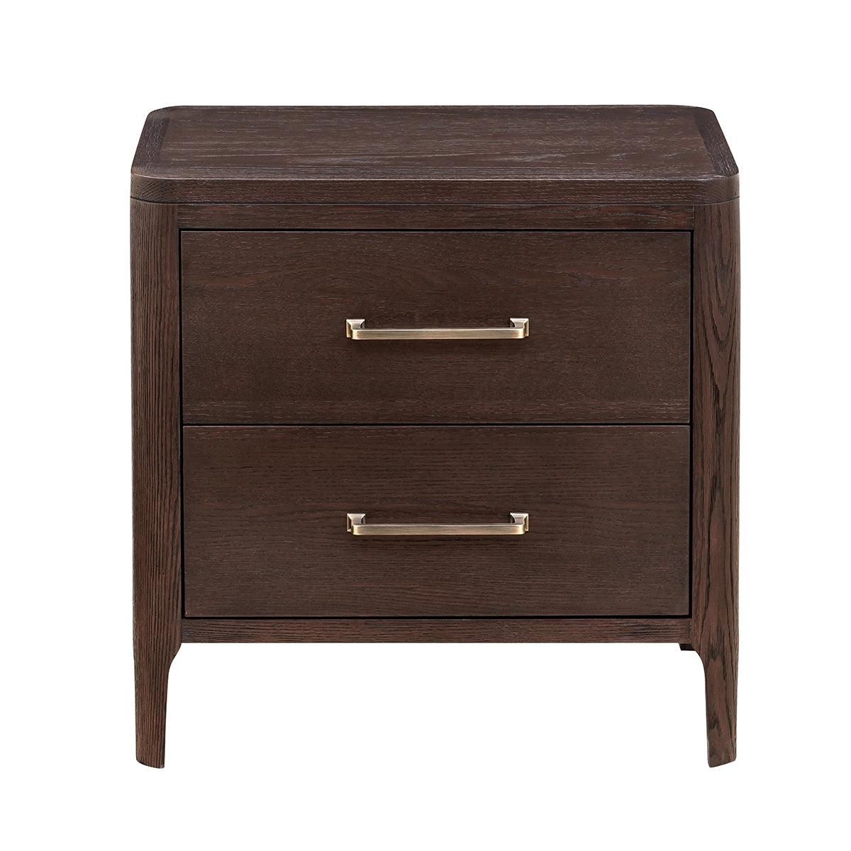 Hudson 2 Drawer Nightstand Brushed Brown Oak by Eccotrading Design London - Maison Rêves UK