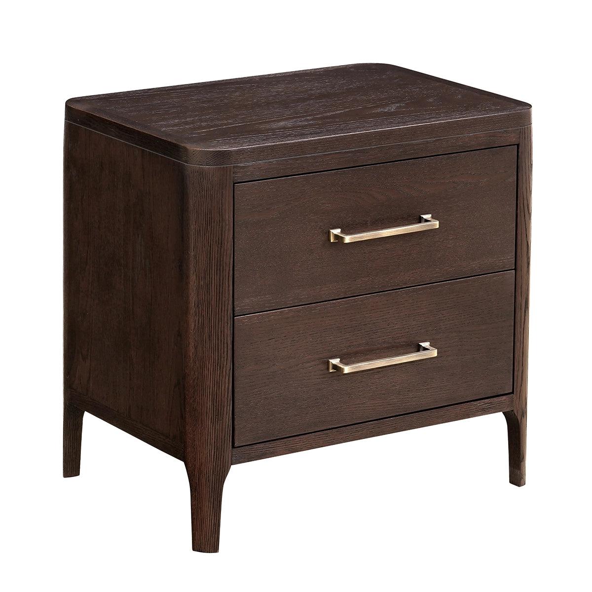 Hudson 2 Drawer Nightstand Brushed Brown Oak by Eccotrading Design London - Maison Rêves UK