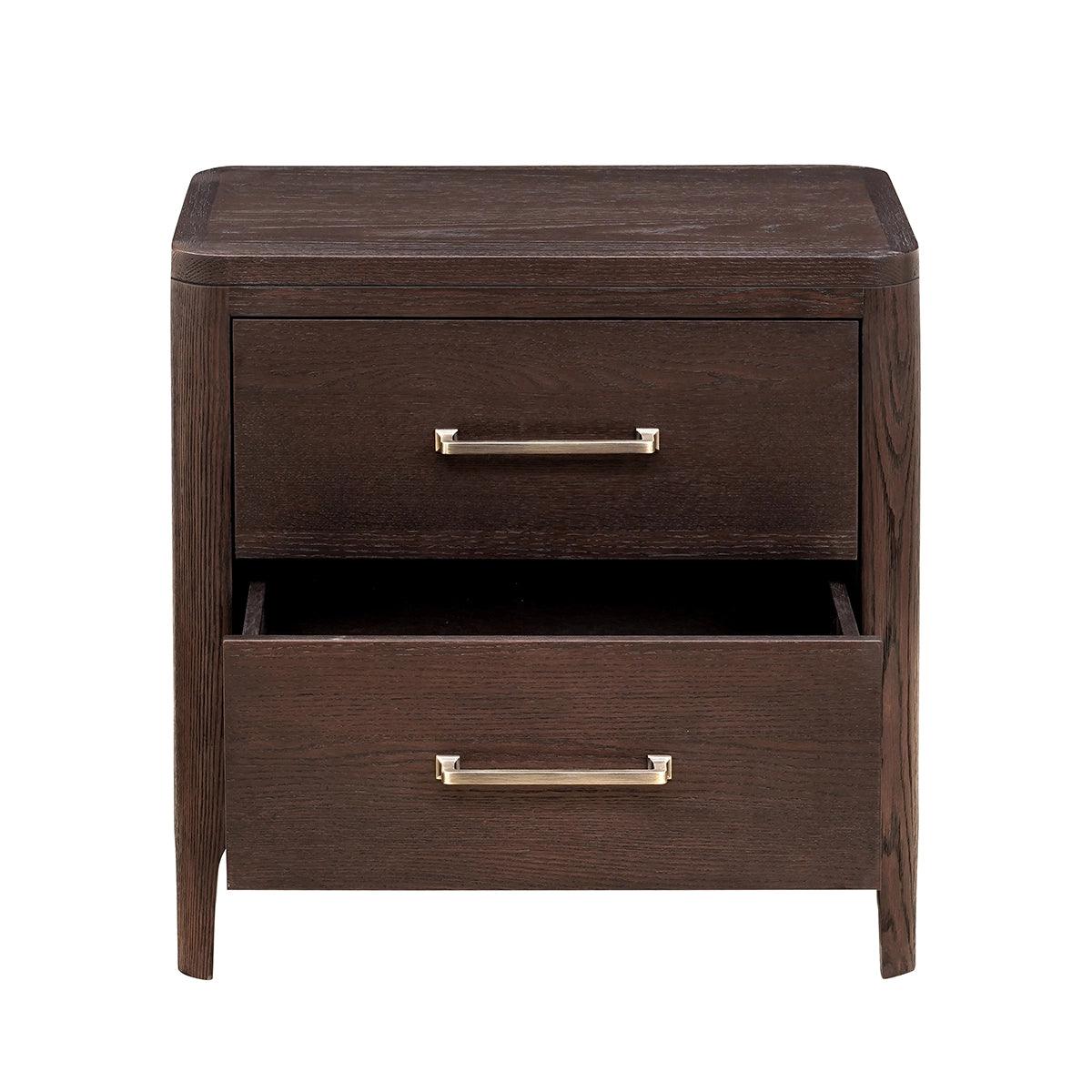 Hudson 2 Drawer Nightstand Brushed Brown Oak by Eccotrading Design London - Maison Rêves UK
