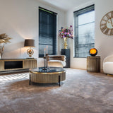 Ironville Circular Gold Side Table with Black Marble Top by Richmond Interiors - Maison Rêves UK