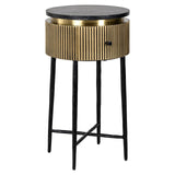 Ironville Circular Gold Single Drawer Side Table with Black Marble Top by Richmond Interiors - Maison Rêves UK