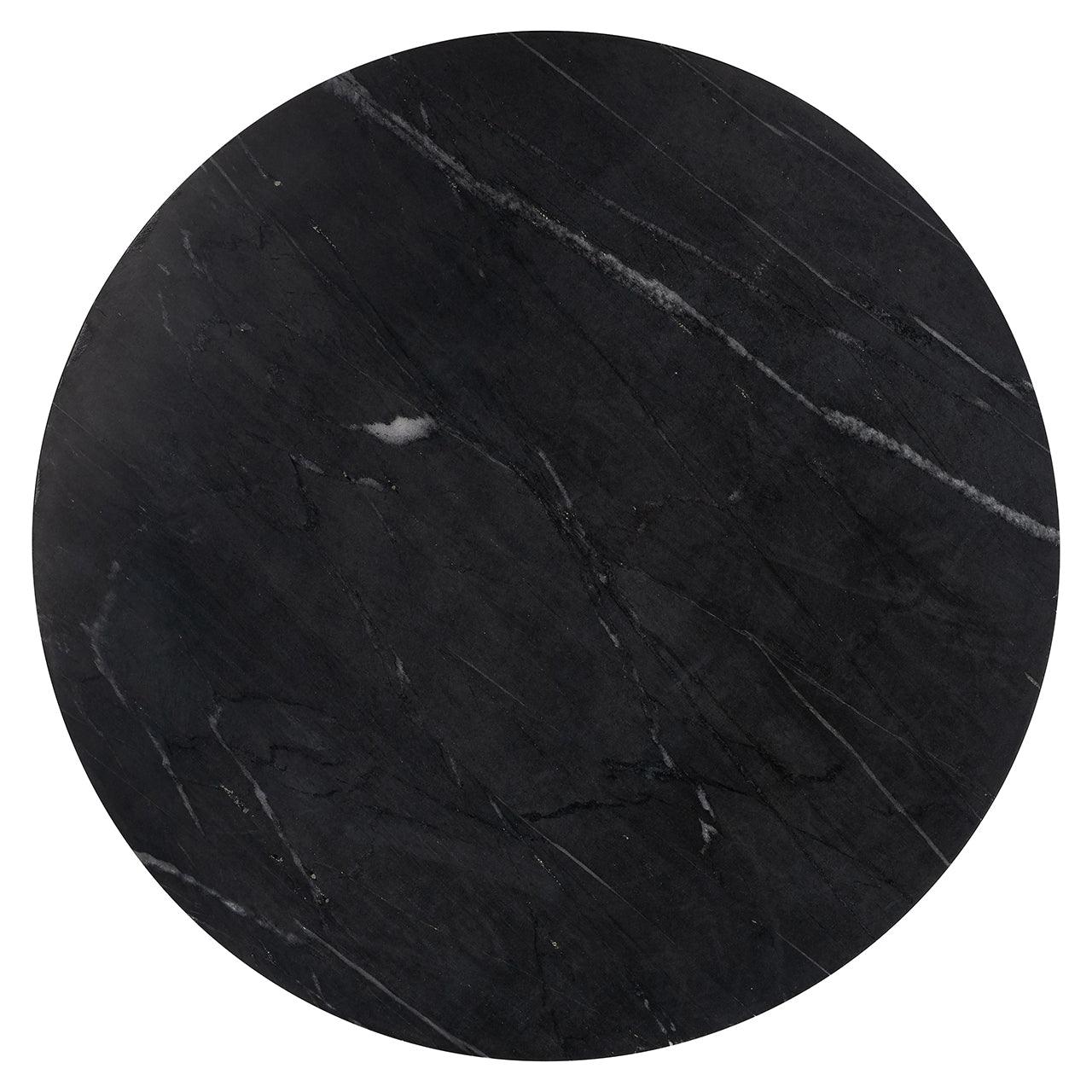 Ironville Circular Gold Single Drawer Side Table with Black Marble Top by Richmond Interiors - Maison Rêves UK