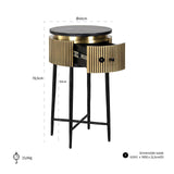 Ironville Circular Gold Single Drawer Side Table with Black Marble Top by Richmond Interiors - Maison Rêves UK
