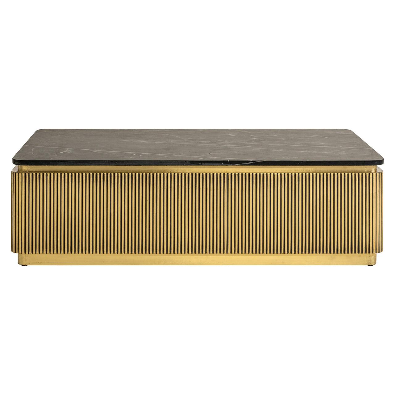 Ironville Rectangular Gold Coffee Table with Black Marble Top by Richmond Interiors - Maison Rêves UK