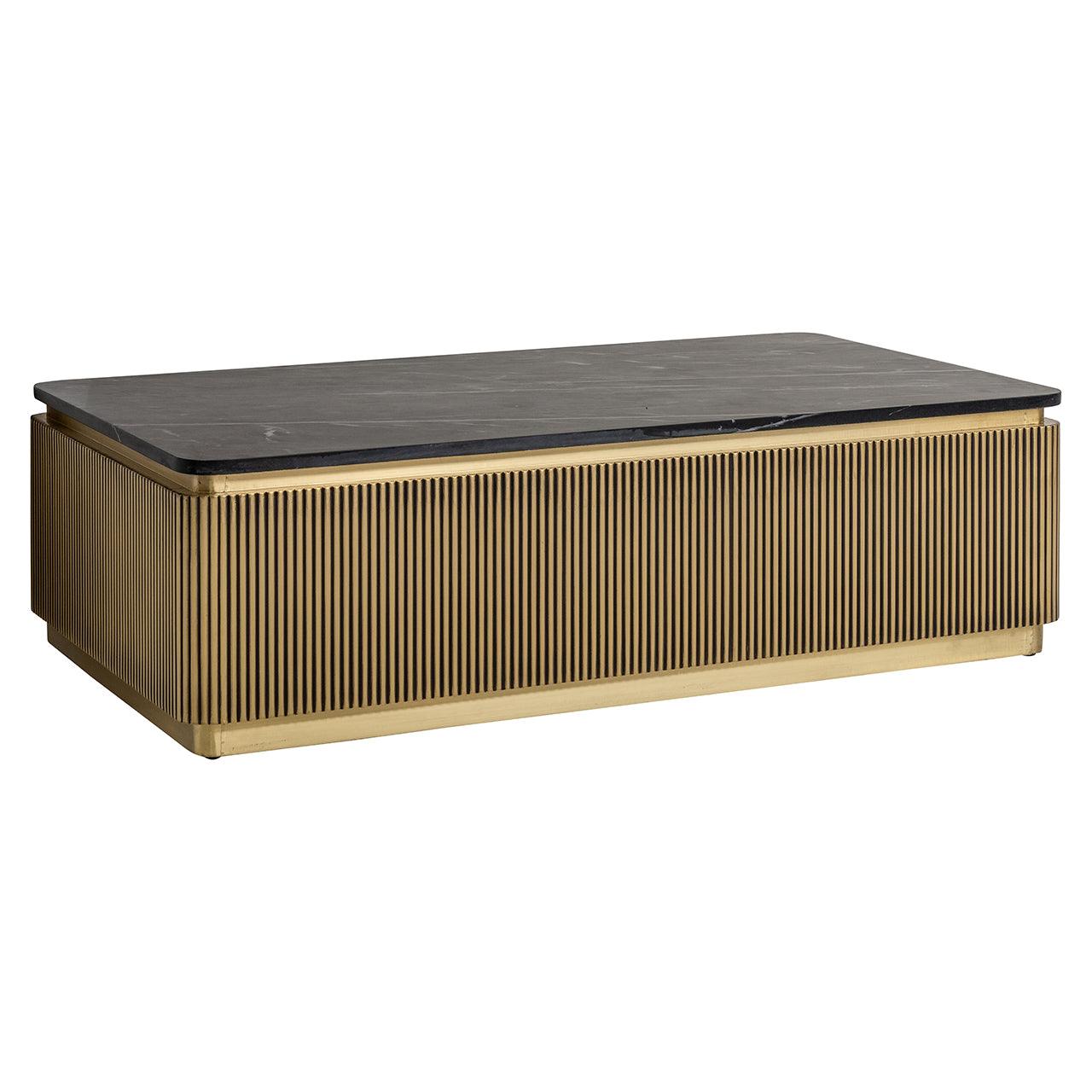 Ironville Rectangular Gold Coffee Table with Black Marble Top by Richmond Interiors - Maison Rêves UK