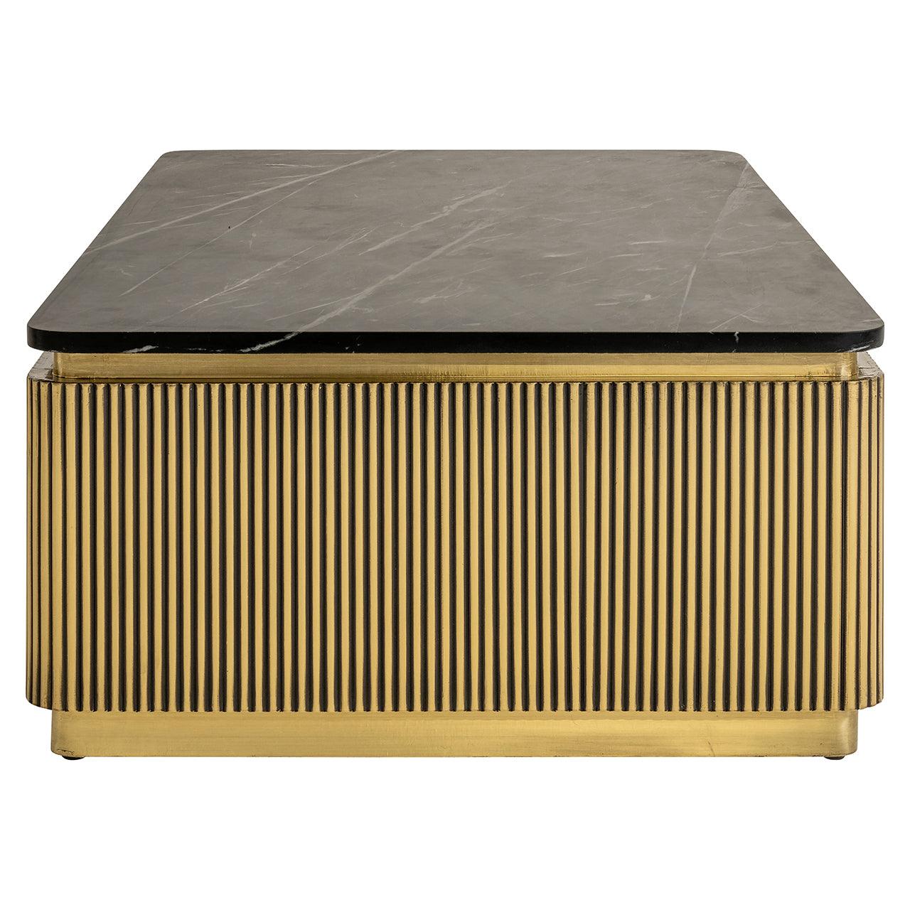 Ironville Rectangular Gold Coffee Table with Black Marble Top by Richmond Interiors - Maison Rêves UK